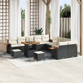 vidaXL Σετ Καναπέ Κήπου 13 pcs Μαύρο συνθετικό ρατάν