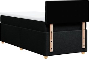 vidaXL Κρεβάτι Boxspring με Στρώμα Μαύρο 90x200 εκ. Υφασμάτινο