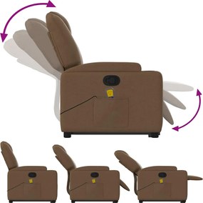 vidaXL Πολυθρόνα Μασάζ Ανακλινόμενη με Ανύψωση Καφέ Υφασμάτινη