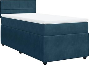 vidaXL Κρεβάτι Boxspring με Στρώμα Μπλε 90x200 εκ. Βελούδινο