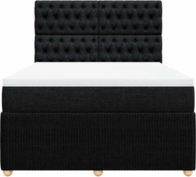 vidaXL Κρεβάτι Boxspring με Στρώμα Μαύρο 160x200 εκ. Υφασμάτινο