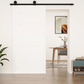 Πόρτα Αχυρώνα Λευκή 100x1,8x204,5 εκ. από Μασίφ Ξύλο Πεύκου
