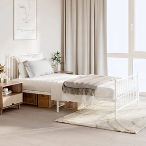 Πλαίσιο Κρεβατιού με Κεφαλάρι&amp;Ποδαρικό Λευκό 100x200εκ. Μέταλλο
