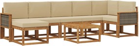 vidaXL Σειρά Καναπέ Εξωτερικού 8 pcs Φυσικό και Μπεζ Πολυεστέρας