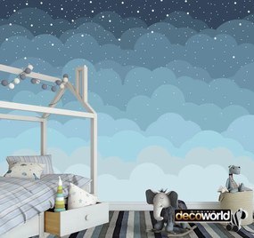 Παιδική ταπετσαρία τοίχου ετοίμων διαστάσεων με σύννεφα και αστέρια 08035Q 70cm x 100cm