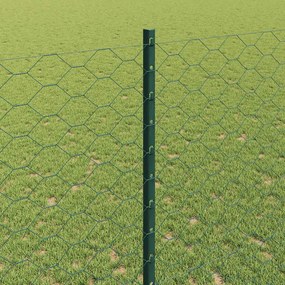 vidaXL Εξωτερική εξάγωνη περίφραξη με στήλη 50 x 1,4 μ Πράσινο Δίχτυ