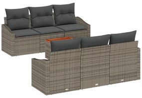 vidaXL Σετ Σαλονιού 7 Τεμαχίων με Μαξιλάρια Γκρι Πολυ Ρατάν Ακακίας