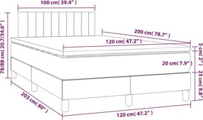 vidaXL Κρεβάτι Boxspring με Στρώμα Μπλε 120x200 εκ. Υφασμάτινο