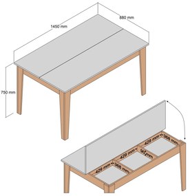 ΤΡΑΠΕΖΙ STANDARD HM9507.05 ΜΕΛΑΜΙΝΗ ΚΑΡΥΔΙ-ΜΑΥΡΟ ΜΑΡΜΑΡΟ ΜΕ ΑΠΟΘ.ΧΩΡΟ 145x88x75Yεκ.