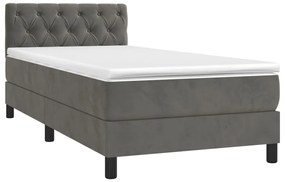 Κρεβάτι Boxspring με Στρώμα Σκούρο Γκρι 80x200 εκ. Βελούδινο - Γκρι