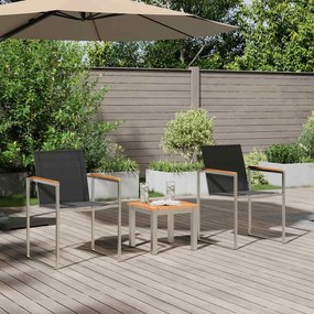 vidaXL ΣετΔείπνουΥπαίθρου 3 pcs Καφέ και Μαύρο Στερεό Τικ