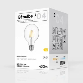 LED Filament Λαμπτήρας E04 Γλόμπος G95 Διαφανής 4W 470Lm E27 2700K