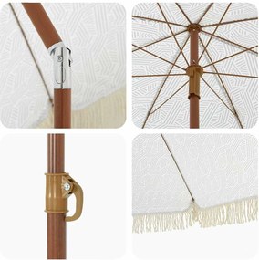 vidaXL Παράσολα Παραλίας Γκρι και Λευκό 160 x 160 x 196 εκ