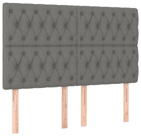 vidaXL Κρεβάτι Boxspring με Στρώμα &amp; LED Σκ.Γκρι 140x190εκ. Υφασμάτινο