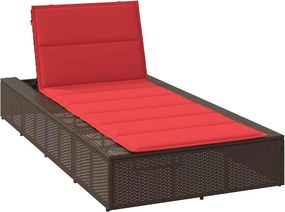 vidaXL Ξαπλώστρα με πλωτό μαξιλάρι Brown Poly Rattan