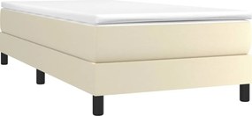 vidaXL Κρεβάτι Boxspring με Στρώμα Κρεμ 90x190 εκ. από Συνθετικό Δέρμα