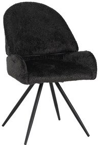 Καρέκλα περιστρεφόμενη Morea μπουκλέ ύφασμα μαύρο με μαύρα μεταλλικά πόδια 55x63.5x89.5εκ. 2αδα 55x63.5x89.5 εκ.