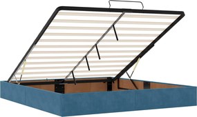 vidaXL Κρεβάτι Ottoman με Στρώμα και LED Σκούρο Μπλε 200 x 200 cm