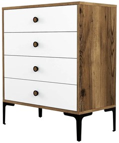 Συρταριέρα Lizbon 845HCT1202 76x40x90,7cm Walnut-White
