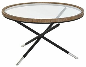 Βοηθητικό Τραπέζι DKD Home Decor 80 x 80 x 48 cm Κρυστάλλινο Φυσικό Ασημί Μαύρο Μέταλλο