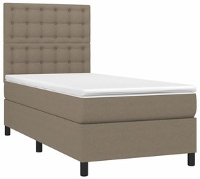 vidaXL Κρεβάτι Boxspring με Στρώμα &amp; LED Taupe 80x200 εκ. Υφασμάτινο
