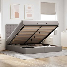 VidaXL Οθωμανικό κρεβάτι με στρώμα & LEDs Taupe 180x200cm ύφασμα