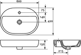 Cersanit Caspia Oval 60x42 - Επιτραπέζιος νιπτήρας
