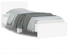 Πλαίσιο Κρεβατιού με Κεφαλάρι Λευκό 90x190 εκ. Επεξεργ. Ξύλο