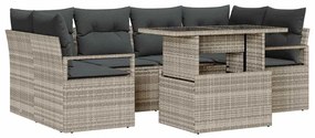 vidaXL Σετ Καναπέ Κήπου με αποθήκευση 7 pcs Ανοιχτό γκρι Πολυ ράταν