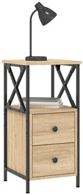 vidaXL Κομοδίνα 2 τεμ. Sonoma Δρυς 34x35,5x70 εκ. Επεξεργασμένο Ξύλο