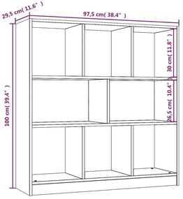 vidaXL Βιβλιοθήκη Γκρι Sonoma 97,5x29,5x100 εκ. από Επεξεργασμένο Ξύλο