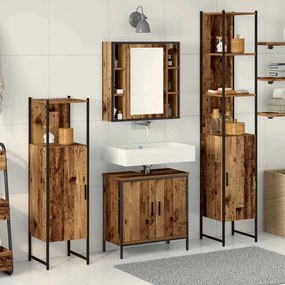vidaXL Σετ Επίπλων Μπάνιου με ράφι 4 pcs Καφέ 33 x 33 x 185.5 εκ