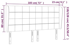 Κεφαλάρι με Πτερύγια Μαύρο 183x23x118/128 εκ. Υφασμάτινο 3117972
