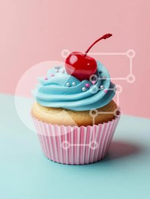 Intra Συλλεκτικό Ξύλινο Παζλ Plywood  4mm - Πολύχρωμο Cupcake με κεράσι και πασπαλίζουμε Σε Ξύλινο Κουτί - Διαστάσεις: 10x10 cm – 25 κομμάτια