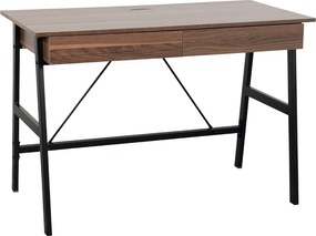 Γραφείο Με 2 Συρτάρια & Ντουλάπι (110x55x75) Spitishop Nuez Walnut/Black
