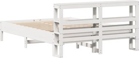 vidaXL Σκελετός Κρεβ. Χωρίς Στρώμα Λευκό 135x190 εκ Μασίφ Πεύκο