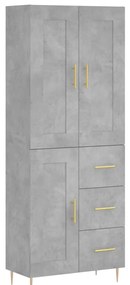vidaXL Ντουλάπι Γκρι Σκυροδέματος 69,5x34x180 εκ. Επεξεργασμένο Ξύλο