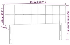 Κεφαλάρι Κρεβατιού LED Ανοιχτό Γκρι 144x5x78/88 εκ. Υφασμάτινο - Γκρι