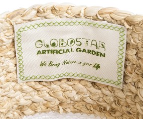 GloboStar® Artificial Garden NEVADA 20575 Διακοσμητικό Πλεκτό Κασπώ Γλάστρα - Flower Pot Μπεζ με Λευκό Φ23 x Υ23cm