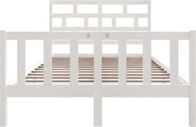 vidaXL Πλαίσιο Κρεβατιού Λευκό 135 x 190 εκ. Μασίφ Πεύκο Double