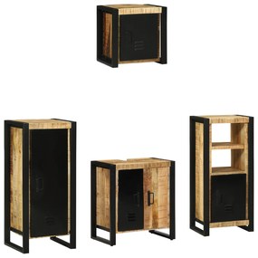 vidaXL Σετ Επίπλων Μπάνιου με ράφι 4 pcs Καφέ Στερεό ξύλο μάνγκο