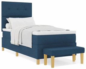 vidaXL Κρεβάτι με ελατήρια με στρώμα Μπλε 90 x 200 cm ύφασμα