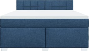 vidaXL Κρεβάτι Boxspring με Στρώμα Μπλε 180x200 εκ. Υφασμάτινο
