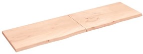 vidaXL Ράφι Τοίχου 220x60x(2-4) εκ. από Ακατέργαστο Μασίφ Ξύλο Δρυός