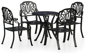 vidaXL Σετ Επίπλων Bistro 5 Τεμαχίων Μαύρο από Χυτό Αλουμίνιο