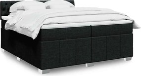 vidaXL Κρεβάτι Boxspring με Στρώμα Μαύρο 200x200 εκ. Υφασμάτινο