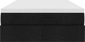 vidaXL Οθωμανικό κρεβάτι με στρώμα Μαύρο 120x200cm Ύφασμα