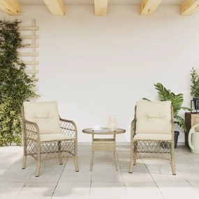 Καρέκλες Κήπου 2 τεμ. Μπεζ από Συνθετικό Ρατάν με Μαξιλάρια - Μπεζ