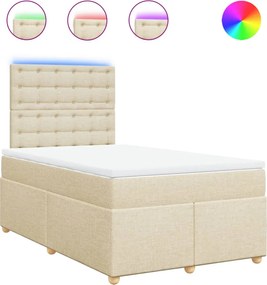 vidaXL Κρεβάτι Boxspring με Στρώμα Κρεμ 120x200 εκ. Υφασμάτινο