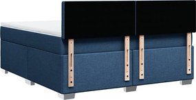vidaXL Κρεβάτι Boxspring με Στρώμα Μπλε 180x200 εκ. Υφασμάτινο